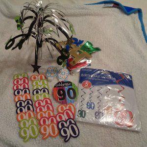 BUNDLE Lot of 90th Birthday Decorations